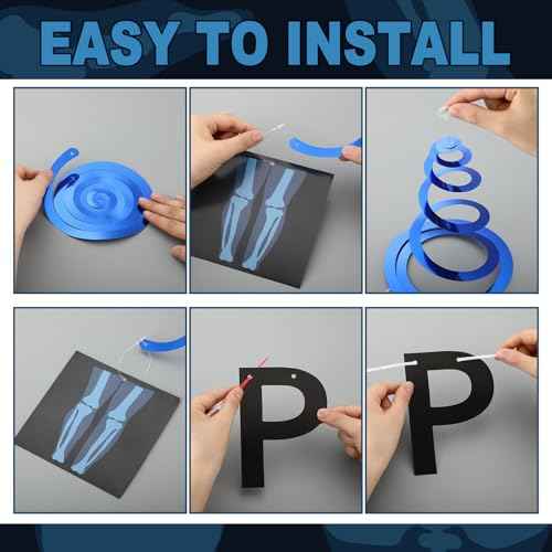 Eersida 48 Pcs X-Ray Technologist Week Including Banner Hanging Swirls Wall Decor Holiday Celebrating Events for Medical Imaging and Radiation Therapy Professionals Festival Supplies