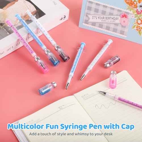 72PCS Syringe Pens Bulk, 0.5mm Gel Pens with Cap, Black Ink Syringe Ballpoint Pen for Nurses, Fun Imaginary Nurse Doctor Play Syringe Novelty Pen for Office School Party Favors