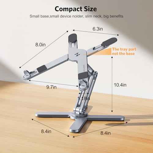OMOTON 360¡Æ Rotating Laptop Stand Riser for Desk, Ergonomic Foldable Computer Stand Adjustable Height Angles for Collaborative Work, Easy Storage Fit Macbooks,All Laptops up to 16 inches, Space Grey