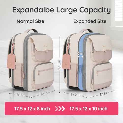 Vacuum Seal Backpack Travel, Expandable Vacuum Seal Carry on Backpack with Hand Pump & Luggage Tag, 17'' laptop Compression Backpacks with RFID Pocket, Personal Item Compression Back Back Travel,Pink