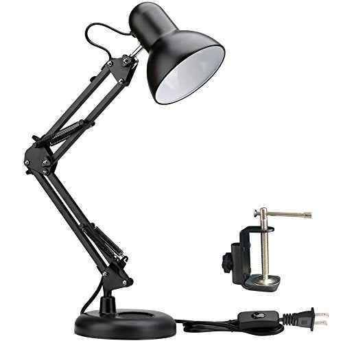 ShellKingdom Architect Task Lamp, Adjustable Swing Arm Desk Lamp with Clamp, Classic Desk Lamp for Home Office Reading (Black)