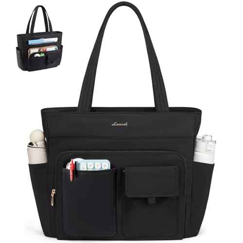 LOVEVOOK Tote Bag for Women,Light Puffer Tote Bag with Multi-pockets,Stylish Carry on Laptop Bags for Daily,Travel,Work,Gym