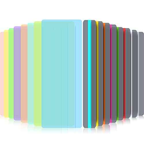 16 Pieces Guided Reading Highlight Bookmark Strips Colored Overlay Reading Tracking Rulers for Dyslexia, ADHD and to Reduce Visual Stress, 8 Standard Size and 8 Large Size