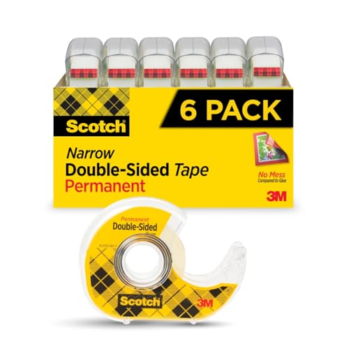 Scotch 1/2” x 500” Double Sided Tape with 6 Dispensers – Holiday Gift Pack