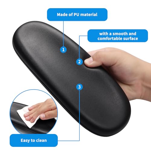 Office Chair Armrest Replacement 4in PU Arm Pads Caps - Fits Most Chairs, 1 Pair (4" Mounting Hole)
