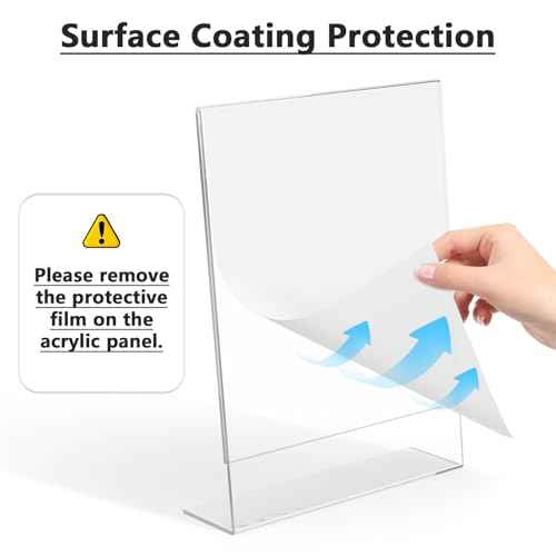 MaxGear Acrylic Sign Holder 8.5 X 11, Plastic Paper Holder With Vertical Slanted Back, Picture Photo Frames Display Stand Flyer and Document Organizer for Office Desktop Use, 10 Pack