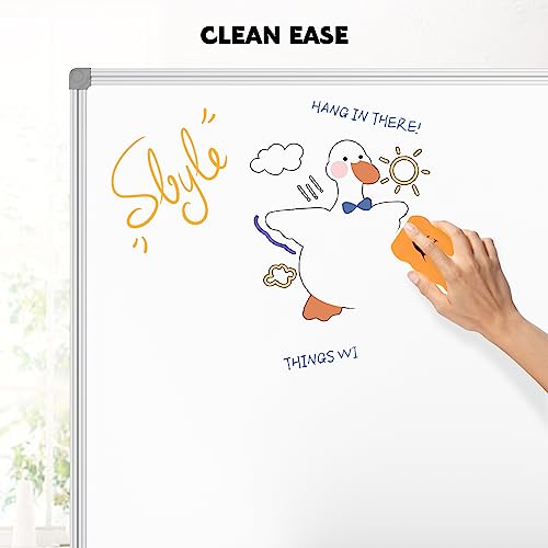 Lockways Silver Magnetic Whiteboard 48 x 36 Inch Dry Erase Office & Classroom Board