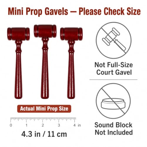 Mini Wooden Gavel Set for Kids Role Play Party Decor Judge Costume Accessory