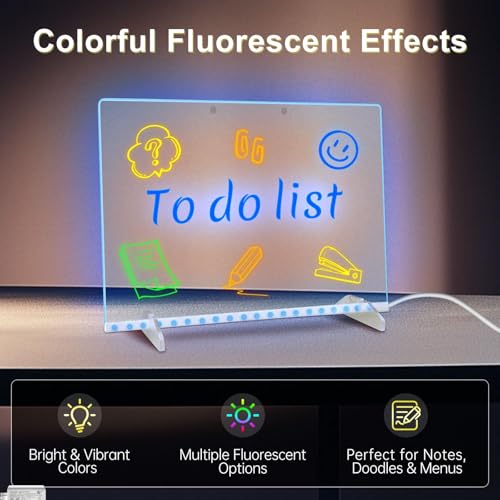 Kids LED Drawing Board with 13 Lighting Effects, 13.7x10 Inch Neon Art Toy
