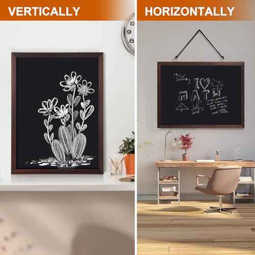 Comix Magnetic Chalkboard, 18 x 24 Inches Wooden-Framed Blackboard for Kids, Hanging Chalk Board for Home Kitchen Restaurant Menu