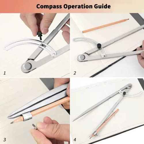 Compass for Geometry, 24 inch Compass for Woodworking, Precision Woodworking Compass with Wing Divider and Pencil Holder, Large Compass for Geometry, Drafting, Drawing Compass (24inch)