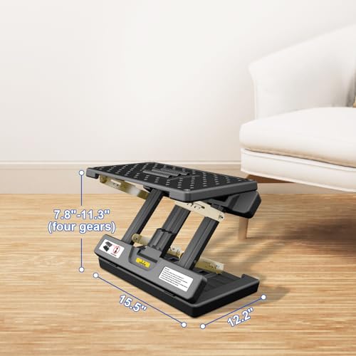 Foldable Foot Rest, Computer Foot Rest Under Desk, 12Modes Adjustable Ergonomic for Office, Loading Capacity 80 pounds, Removable EVA Cushion, Black