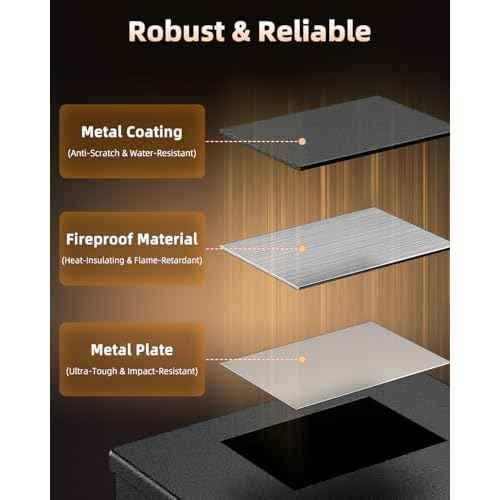 Uniclife Fireproof Document Box with Key Lock & Handle, 13" x 10.9" x 4.1", Large Lock Box for A4 Paper, Water-Resistant Safe Box for Valuables, Passports & Cash, Portable Security Metal Chest