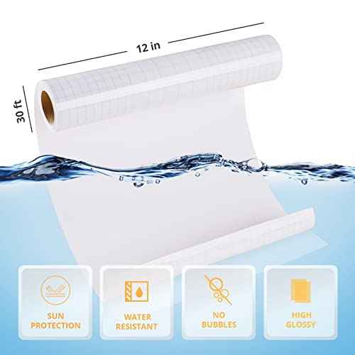 HTVRONT Clear Self-Adhesive Laminating Vinyl Roll-12"x30FT Non Thermal Laminating Film,No Machine Needed Clear Vinyl Laminate for Stickers