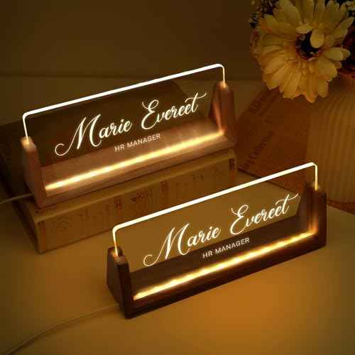 Custom Name Plate for Desk, Personalized Light Up Acrylic Desk Name Plate, Personalized Office Gifts for Boss Coworkers Teacher, Employee Appreciation GIfts, Office Decor for Women Men