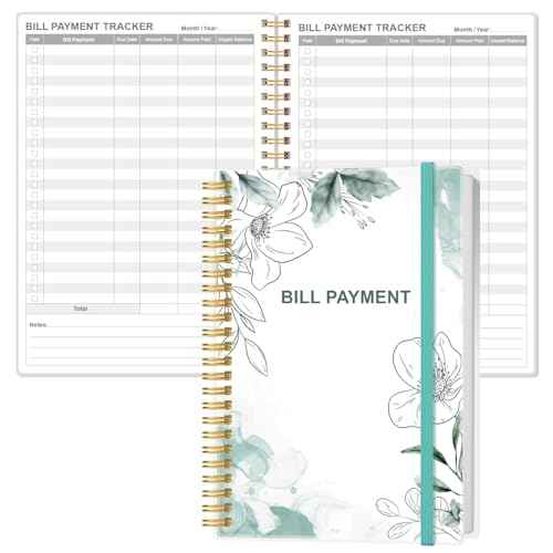 Bill Payment Tracker Notebook - Monthly Bill Organizer & Planner for Personal Budgeting Financial, Payments Checklist Organizer, 5.8" x 8.5", Teal Floral
