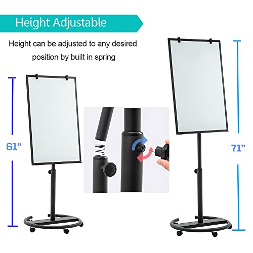 Black Mobile Magnetic Whiteboard on Wheels 36x24 - Adjustable & Portable Dry Erase Easel for Office & Classroom