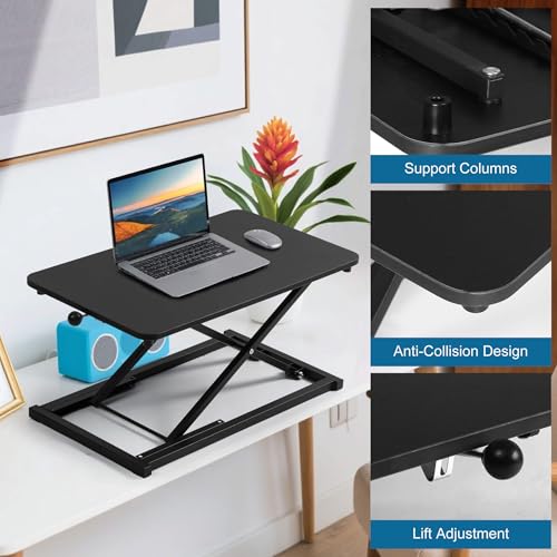 Height Adjustable Standing Desk Converter, Keyboard Riser for Stand Up Desk Riser, Computer Keyboard Stand for Desktop, Ergonomic Sit Stand Computer Workstations Black Size 23.6 Inch