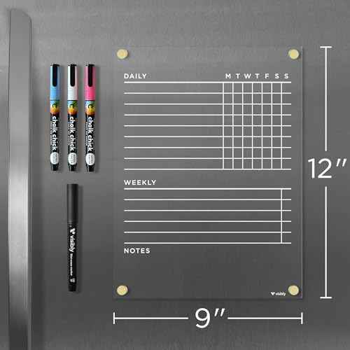 Magnetic Acrylic Chore Chart for Fridge, Includes 4 magnetic wet-erase markers for Refrigerator, 9" X 12". Put those kids to work!