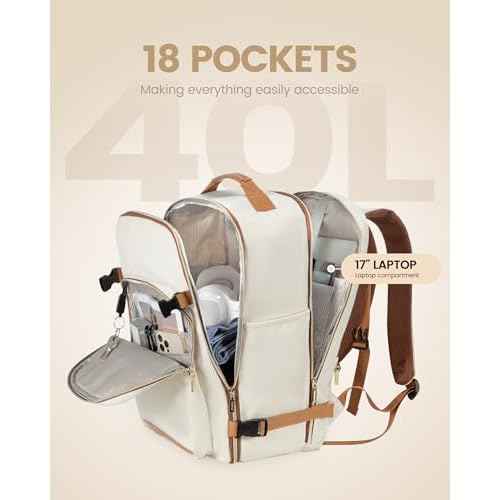 LOVEVOOK 40L Travel Backpack for Women Men,Waterproof Airline Approved Carry On Luggage Travel Essentials,TSA Carry On Backpack Personal Item Travel Bag Suitcase with 3 Packing Cubes,Weekender,Daypack