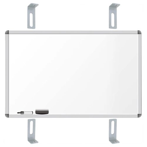 Xhziy 12 Sets White Board Hanging Kit Mounting Bracket L-Shaped Mounting Bracket Plate with Screws and Expansion Pipe for Office Classrooms