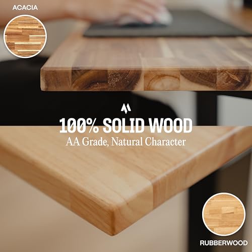 COREMINDED Solid Rubberwood 48x24 Inch Desk Tabletop - Pre-Finished 1.2” Thick for Standing Desks & Workstations