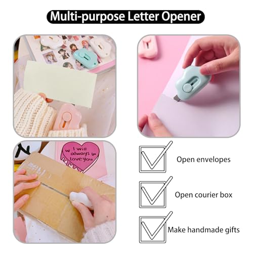 Box Cutter Retractable, 3 Pack Retractable Letter Opener, Adorable Cloud Tiny Letter Opener Envelope Slitter for Key Chain Pocket Bag Package Envelope Mail Letter Box