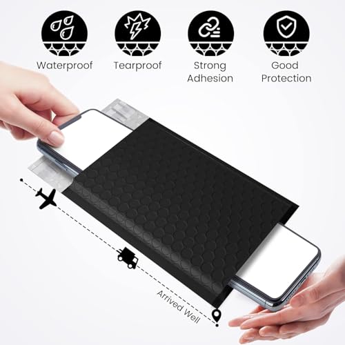 Fuxury Black Bubble Mailers 4x8 Inch Pack of 200 Waterproof Padded Envelopes