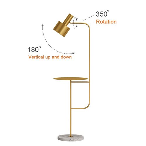 Hsyile Lighting KU300217 Contemporary Modern Creative Floor Lamp with a Table,Suitable for Living Room,Den,Office,Bedroom - E26 Base - Brushed Brass Finish