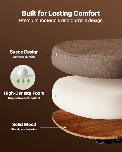 Marsail Oversized Ergonomic Drafting Chair for Standing Desk with 3.5" Cushion, Flip-Up Arms, Foot Ring, Leather-Linish Comfort Brown