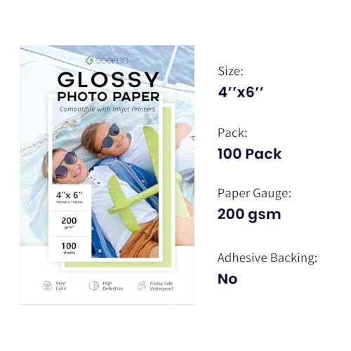 4x6 Photo Paper, Goefun 200GSM/54LB Glossy Inkjet Printer Paper for Dye Ink, 100 Sheets