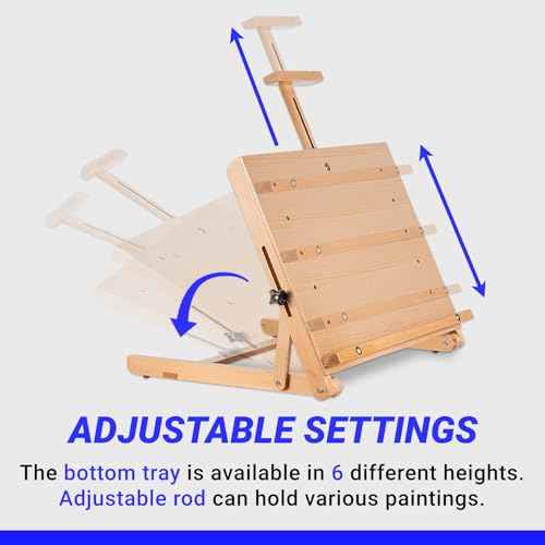 Falling in Art Beechwood Tabletop Easel, Wooden Drawing Board Easel, Adjustable Desktop Easel for Artists and Beginners, Suitable for Painting and Displaying Artwork