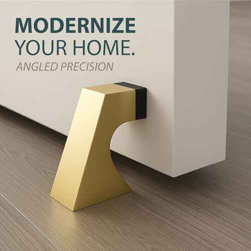 Mega Handles Curved Floor Door Stopper, Quickly Installed Wall Protector, Wall Protectors from Door Knobs, Floor Door Stop with Mounting Hardware Included - Satin Brass - 2.5 Inch