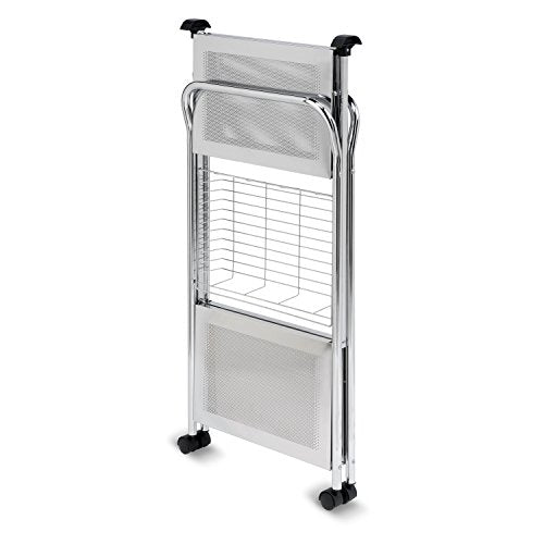 Honey-Can-Do CRT-01703 Deluxe Foldable Push Cart, Chrome, 2-Tier