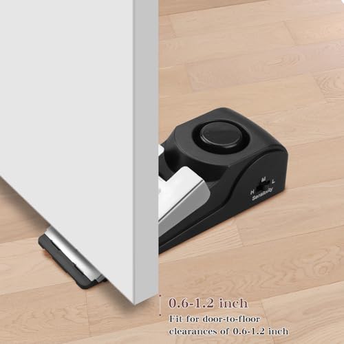 EMDMAK 2 Pack Door Stop Alarm with 120dB Siren, Travel & Home Security, Black