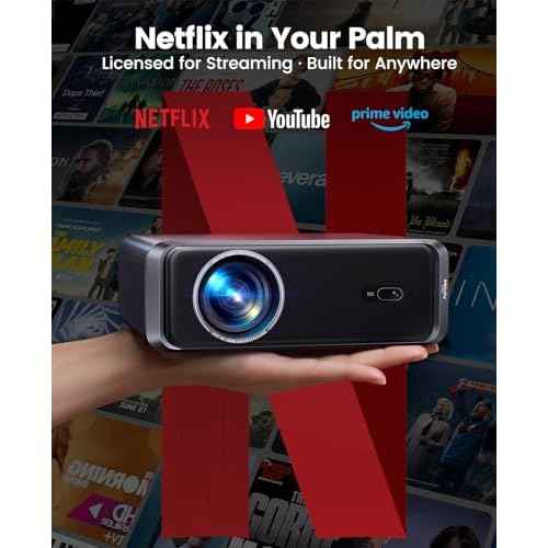 [Netflix-Licensed/4K Supported/Compact Design] Smart Outdoor Projector with WiFi6 and Bluetooth, Movie Projector, DoIby Audio w/ HDMI ARC, Built-in Apps, AI Auto Focus, Portable Home Proyector P65