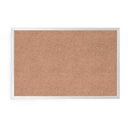 U Brands Cork Bulletin Board, 36" x 24", Silver Aluminum Frame, Industrial Grade Pinning Surface