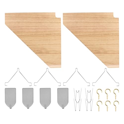 Wooden Corner Wall Shelf Set - No Drill Cubicle & Office Storage Organizer