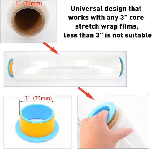 ELFJOY Stretch Film Dispenser Wrap Holder for 3"Core Blue 2 Pairs