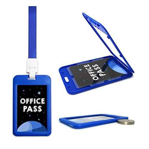 Fun-Plus Hall Pass Lanyards Unbreakable Plastic School Passes Set for Teachers and Classroom Supplies Including Hall Passes of Nurse, Restroom, Library, Office(6 Pack)