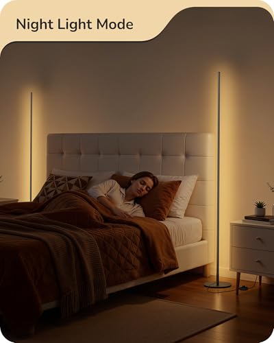 EDISHINE Black 57.5” Dimmable Floor Lamp with Remote, 7 CCT & Adjustable Brightness