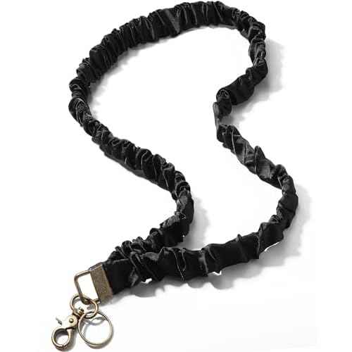 Geyoga Teacher Scrunchie Lanyards for ID Badges Keys Cute Neck Stretchy Lanyards Retractable Keychain Holder for Women Ladies