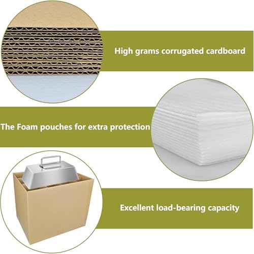 4 Sets Moving Boxes with Divider Kits,16 x 16 x 13 Inch Glassware Dish Packing Box Kitchen Moving Box Corrugate Dividers with 128 Pcs Foam Pouches,1 Pcs Tape Rolls with Dispenser(Two Layer)