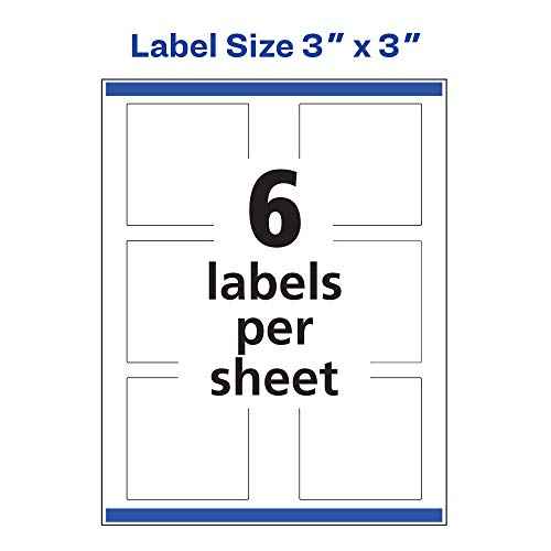 Avery Square Labels, Sure Feed Technology, 3" x 3", 150 Glossy White Labels (36482)