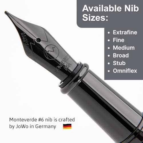 Monteverde USA Impressa 3+2 Piece Set (Fountain, Rollerball, Ball Pen) | Black/Rosegold | Omniflex Nib | Large Luxury Gift Box with Free Ink & Gel Refill