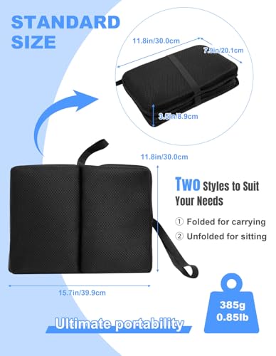 FASTMOMENT Portable 15.7'' Foldable Airplane Seat Cushion – Black, Standard Size