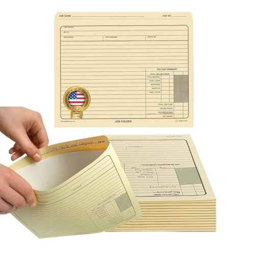 NextDayLabels - Job Folders Manila File Jacket 10¡± x 12¡± ? Heavy Duty - Preprinted to Track Job Progress, Calculating Cost, and Customer Correspondences - 50 Folders