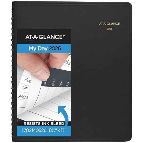 AT-A-GLANCE 2026 Appointment Book Planner, Daily, 8-1/2" x 11", Large, 24-Hour, Black (702140526)