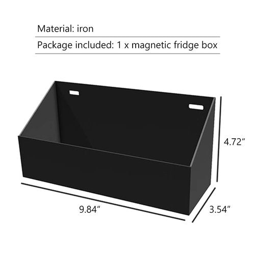 WAYUTO Magnetic Fridge Box Refrigerator Magnet Holder Pegboard Storage Box Whiteboard Organizer Box Metal Storage Box with Magnets for Home Office Black-Box