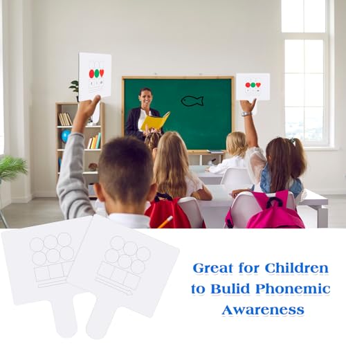 Lincia 50 Pcs Elkonin Box Phonemic Awareness Game - Magnetic Dry Erase Paddle Boards with Circle & Heart Magnets for Speech Therapy Phonics Preschool Science of Reading Classroom Must Have